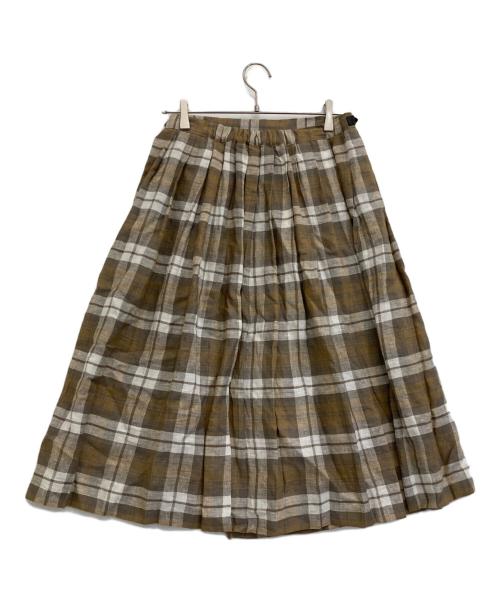 O'NEIL OF DUBLIN（オニールオブダブリン）O'NEIL OF DUBLIN (オニールオブダブリン) ラップリネンチェックスカート ブラウン サイズ:40 未使用品の古着・服飾アイテム