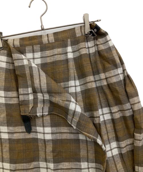 O'NEIL OF DUBLIN（オニールオブダブリン）O'NEIL OF DUBLIN (オニールオブダブリン) ラップリネンチェックスカート ブラウン サイズ:40 未使用品の古着・服飾アイテム