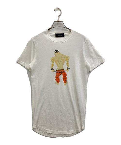 DSQUARED2（ディースクエアード）DSQUARED2 (ディースクエアード) プリントTシャツ ホワイト サイズ:Sの古着・服飾アイテム