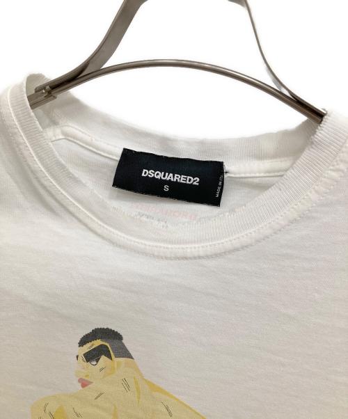 DSQUARED2（ディースクエアード）DSQUARED2 (ディースクエアード) プリントTシャツ ホワイト サイズ:Sの古着・服飾アイテム
