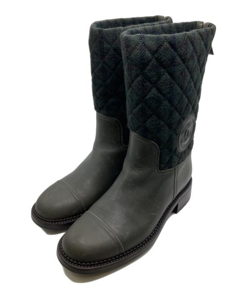 CHANEL（シャネル）CHANEL (シャネル) キルティングブーツ オリーブ サイズ:37の古着・服飾アイテム