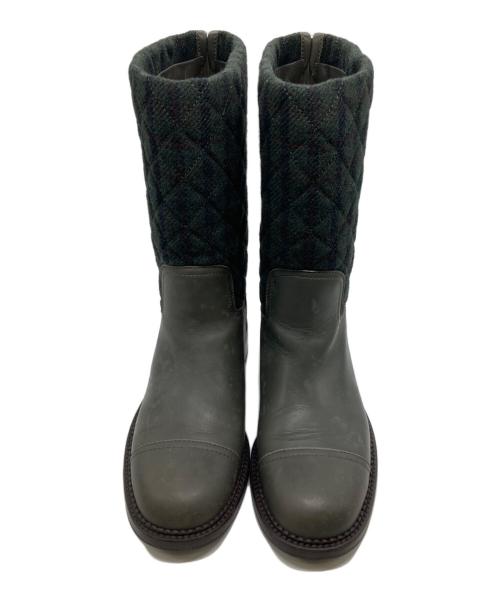 CHANEL（シャネル）CHANEL (シャネル) キルティングブーツ オリーブ サイズ:37の古着・服飾アイテム