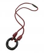 BOTTEGA VENETAボッテガベネタ）の古着「イントレチャートレザーコードネックレス」｜ピンク