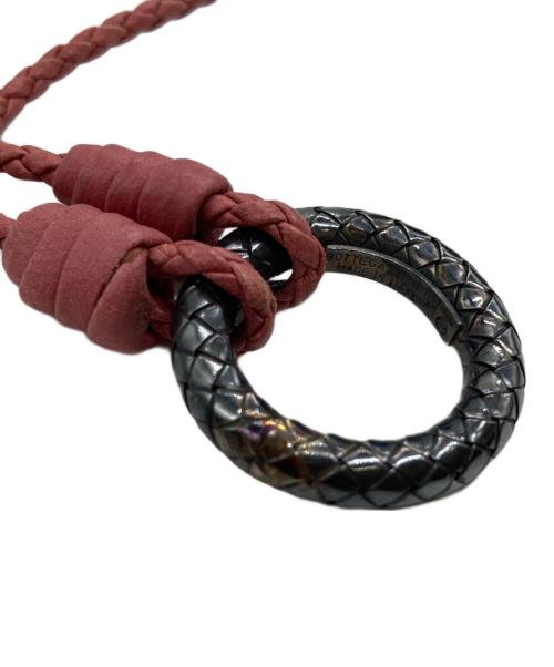BOTTEGA VENETA（ボッテガベネタ）BOTTEGA VENETA (ボッテガベネタ) イントレチャートレザーコードネックレス ピンクの古着・服飾アイテム