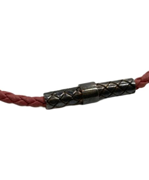 BOTTEGA VENETA（ボッテガベネタ）BOTTEGA VENETA (ボッテガベネタ) イントレチャートレザーコードネックレス ピンクの古着・服飾アイテム