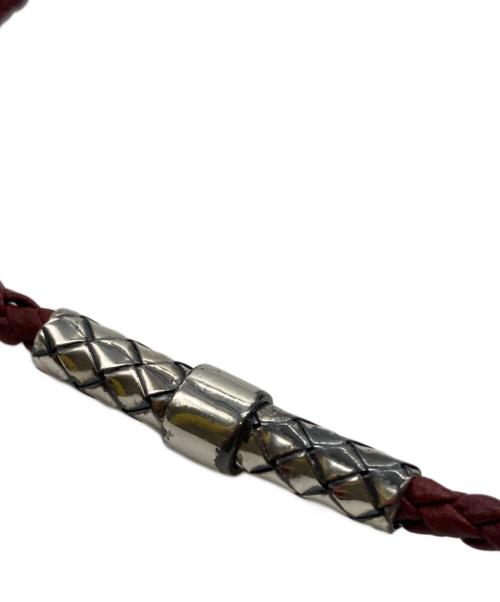 BOTTEGA VENETA（ボッテガベネタ）BOTTEGA VENETA (ボッテガベネタ) イントレチャートレザーコードネックレス レッドの古着・服飾アイテム