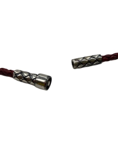 BOTTEGA VENETA（ボッテガベネタ）BOTTEGA VENETA (ボッテガベネタ) イントレチャートレザーコードネックレス レッドの古着・服飾アイテム