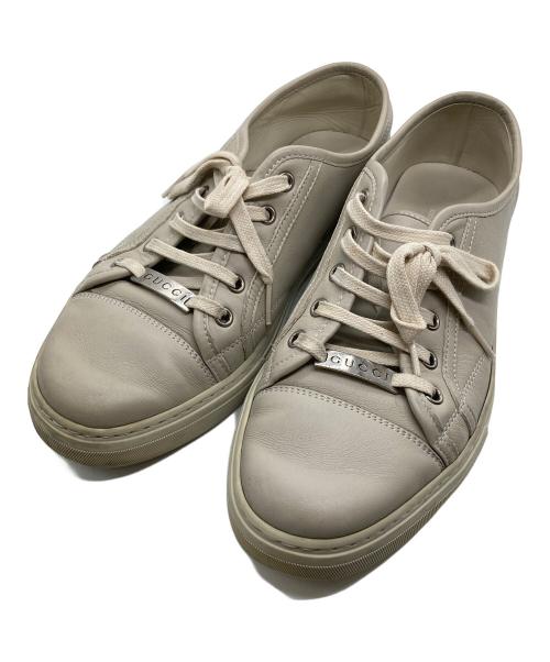 GUCCI（グッチ）GUCCI (グッチ) レザースニーカー ベージュ サイズ:SIZE 71/2の古着・服飾アイテム