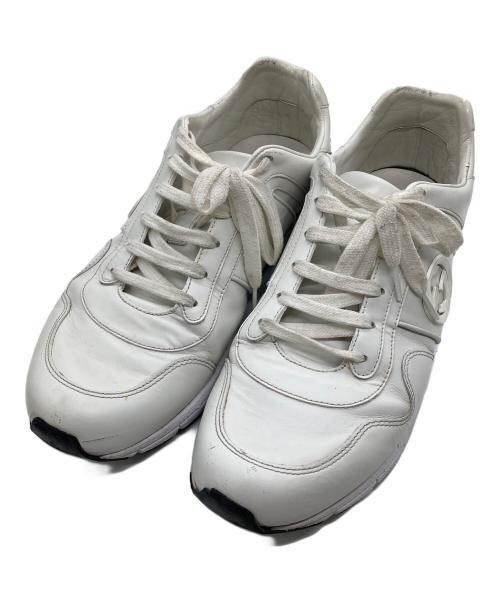 GUCCI（グッチ）GUCCI (グッチ) インターロッキングG レザー スニーカー ホワイト サイズ:SIZE 81/2の古着・服飾アイテム