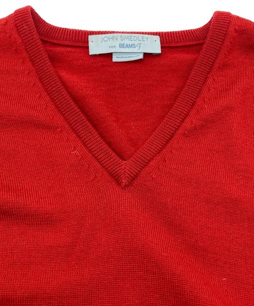 JOHN SMEDLEY（ジョンスメドレー）JOHN SMEDLEY (ジョンスメドレー) BEAMS F (ビームスエフ) Vネックニット レッド サイズ:Sの古着・服飾アイテム