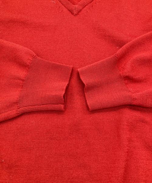 JOHN SMEDLEY（ジョンスメドレー）JOHN SMEDLEY (ジョンスメドレー) BEAMS F (ビームスエフ) Vネックニット レッド サイズ:Sの古着・服飾アイテム