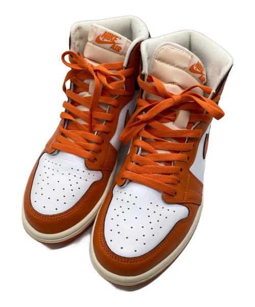 NIKE（ナイキ）NIKE (ナイキ) WMNS AIR JORDAN 1 RETRO HIGH OG オレンジ×ホワイト サイズ:27.5の古着・服飾アイテム