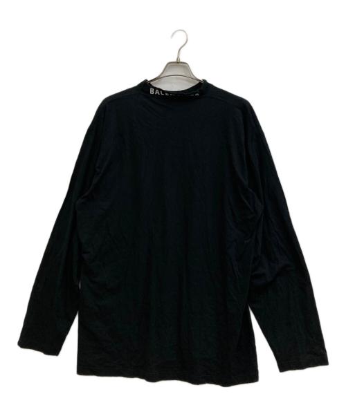 BALENCIAGA（バレンシアガ）BALENCIAGA (バレンシアガ) ネックロゴ刺繍ダメージ加工カットソー ブラック サイズ:1の古着・服飾アイテム