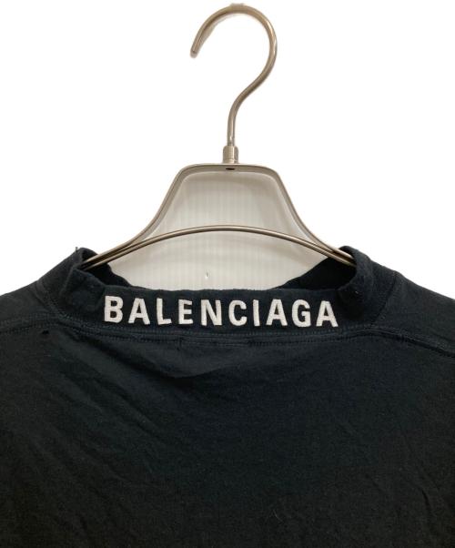 BALENCIAGA（バレンシアガ）BALENCIAGA (バレンシアガ) ネックロゴ刺繍ダメージ加工カットソー ブラック サイズ:1の古着・服飾アイテム