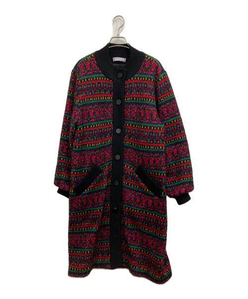 Yves Saint Laurent（イヴサンローラン）Yves Saint Laurent (イヴサンローラン) ウール混総柄ニットカーディガン ブラック サイズ:Mの古着・服飾アイテム