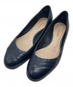 JIL SANDERジルサンダー）の古着「レザーフラットパンプス」｜ネイビー