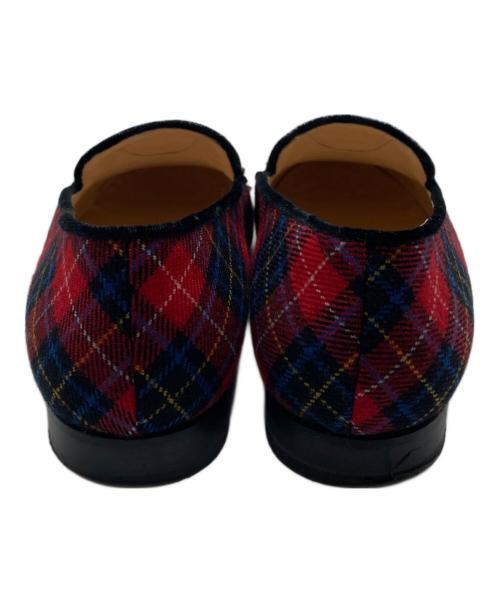 Christian Louboutin（クリスチャン・ルブタン）Christian Louboutin (クリスチャン・ルブタン) HARVANANA  FLAT TARTAN/VELVET レッド サイズ:37の古着・服飾アイテム