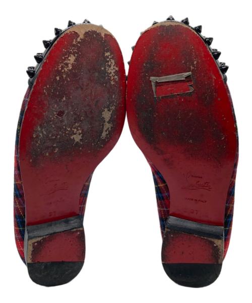 Christian Louboutin（クリスチャン・ルブタン）Christian Louboutin (クリスチャン・ルブタン) HARVANANA  FLAT TARTAN/VELVET レッド サイズ:37の古着・服飾アイテム