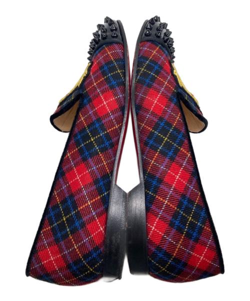 Christian Louboutin（クリスチャン・ルブタン）Christian Louboutin (クリスチャン・ルブタン) HARVANANA  FLAT TARTAN/VELVET レッド サイズ:37の古着・服飾アイテム