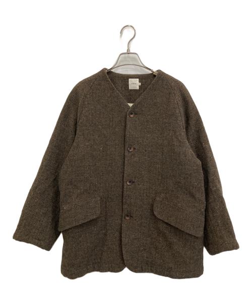 RINEN（リネン）RINEN (リネン) 1/6 ツウィード ヘリンボーン ラグランノーカラージャケット ブラウン サイズ:2の古着・服飾アイテム