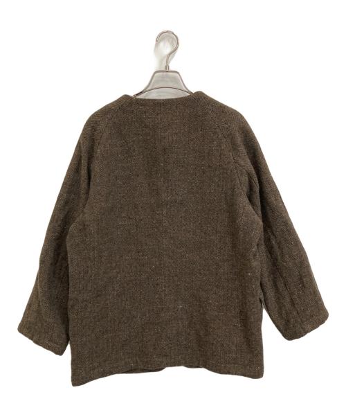 RINEN（リネン）RINEN (リネン) 1/6 ツウィード ヘリンボーン ラグランノーカラージャケット ブラウン サイズ:2の古着・服飾アイテム