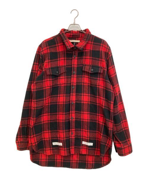 OFFWHITE（オフホワイト）OFFWHITE (オフホワイト) ナンバリングシャツ レッド サイズ:Lの古着・服飾アイテム