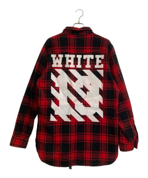 OFFWHITE（オフホワイト）OFFWHITE (オフホワイト) ナンバリングシャツ レッド サイズ:Lの古着・服飾アイテム