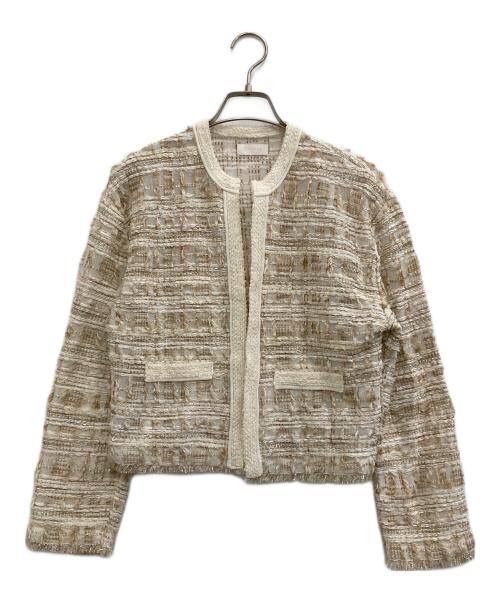 BALLSEY（ボールジィ）BALLSEY (ボールジィ) マテリアルミックスツイード ショートカーディガン アイボリー サイズ:Sの古着・服飾アイテム