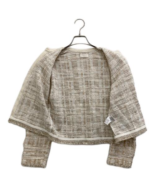 BALLSEY（ボールジィ）BALLSEY (ボールジィ) マテリアルミックスツイード ショートカーディガン アイボリー サイズ:Sの古着・服飾アイテム