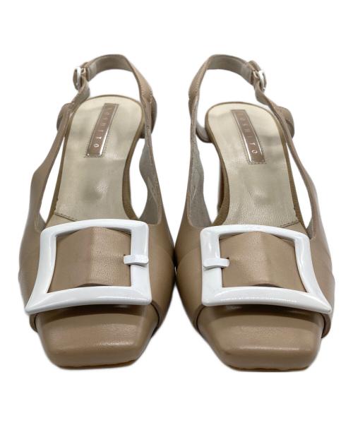 YOSHITO（ヨシト）YOSHITO (ヨシト) スクエアトゥーパンプス ベージュ サイズ:22.5の古着・服飾アイテム