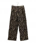 MAISON SPECIALメゾンスペシャル）の古着「リーフジャガード1タックワイドパンツ」｜ブラウン×ブラック