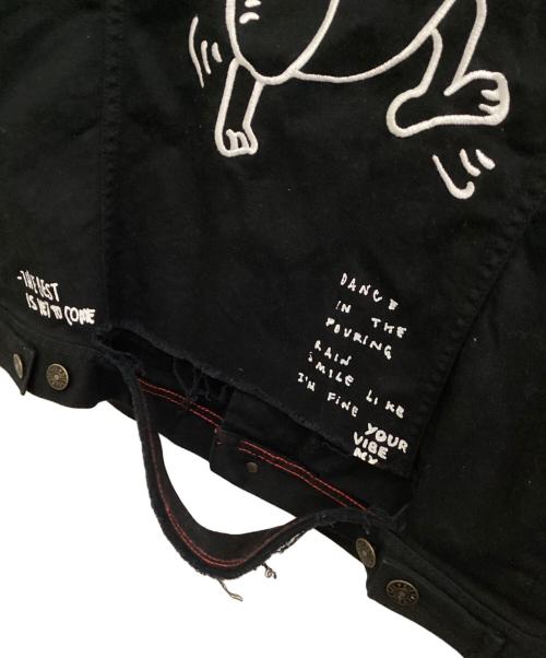 DIESEL（ディーゼル）DIESEL (ディーゼル) グラフィック加工デニムジャケット ブラック サイズ:Mの古着・服飾アイテム