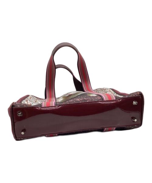 ANYA HINDMARCH（アニヤ・ハインドマーチ）ANYA HINDMARCH (アニヤハインドマーチ) 猫プリントハンドバッグ ボルドーの古着・服飾アイテム