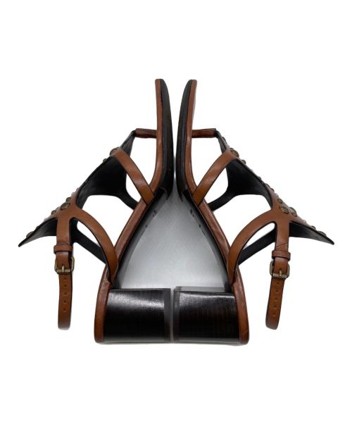 Saint Laurent Paris（サンローランパリ）Saint Laurent Paris (サンローランパリ) スタッズサンダル ブラウン サイズ:38の古着・服飾アイテム