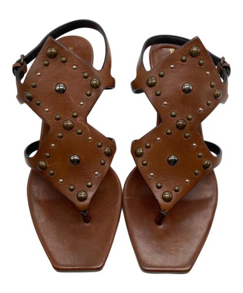 Saint Laurent Paris（サンローランパリ）Saint Laurent Paris (サンローランパリ) スタッズサンダル ブラウン サイズ:38の古着・服飾アイテム
