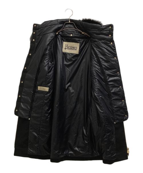 HERNO（ヘルノ）HERNO (ヘルノ) ファー・インナーベスト付き カシミア ロングコート ブラック サイズ:42の古着・服飾アイテム