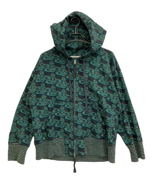 Vivienne Westwood man（ヴィヴィアン ウェストウッド マン）Vivienne Westwood man (ヴィヴィアン ウェストウッド マン) ORBリピート ジップ パーカー グリーン サイズ:44の古着・服飾アイテム