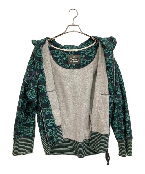 Vivienne Westwood man（ヴィヴィアン ウェストウッド マン）Vivienne Westwood man (ヴィヴィアン ウェストウッド マン) ORBリピート ジップ パーカー グリーン サイズ:44の古着・服飾アイテム