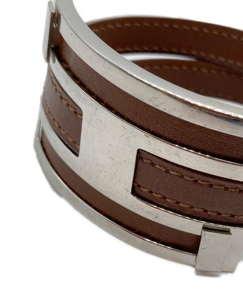 HERMES（エルメス）HERMES (エルメス) H金具レザーブレスレット ブラウンの古着・服飾アイテム