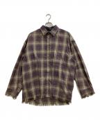 MAISON SPECIALメゾンスペシャル）の古着「Prime-Over Cut Off Ombre Check Shirt」｜パープル