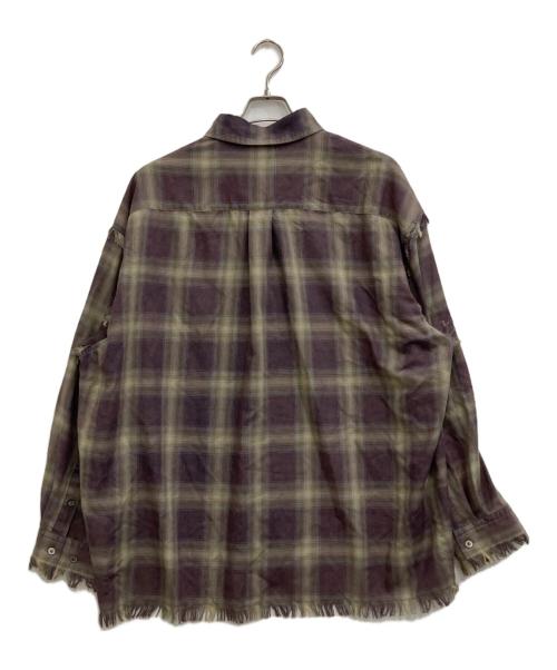 MAISON SPECIAL（メゾンスペシャル）MAISON SPECIAL (メゾンスペシャル) Prime-Over Cut Off Ombre Check Shirt パープル サイズ:2の古着・服飾アイテム