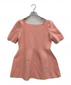 CELFORDセルフォード）の古着「スクエアネックペプラムニットプルオーバー」｜ピンク