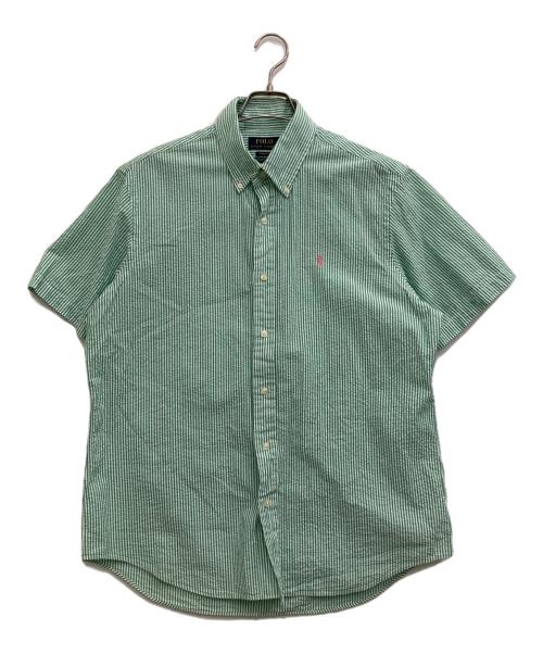 POLO RALPH LAUREN（ポロ・ラルフローレン）POLO RALPH LAUREN (ポロ・ラルフローレン) 半袖ストライプシャツ グリーン サイズ:Lの古着・服飾アイテム