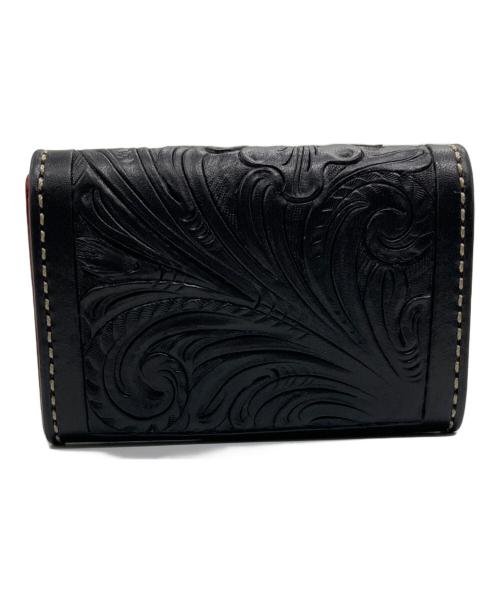 KC's LEATHER CRAFT（ケーシーズ）KC's LEATHER CRAFT (ケーシーズ) カービングレザーミニウォレット ブラックの古着・服飾アイテム