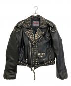 harrys londonハリーズロンドン）の古着「スタッズライダースジャケット」｜ブラック