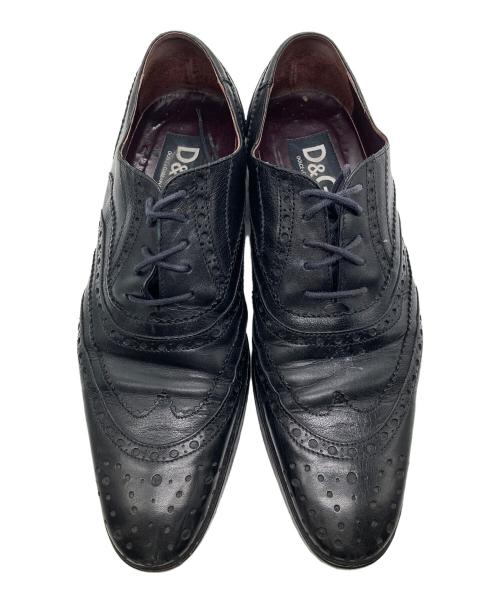 DOLCE & GABBANA（ドルチェ＆ガッバーナ）DOLCE & GABBANA (ドルチェ＆ガッバーナ) レザーシューズ ブラック サイズ:39の古着・服飾アイテム