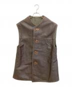 USEDユーズド）の古着「レザーベスト」｜ブラウン