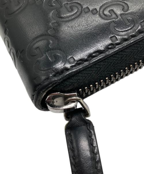 GUCCI（グッチ）GUCCI (グッチ) GG柄ラウンドファスナー長財布 ブラックの古着・服飾アイテム