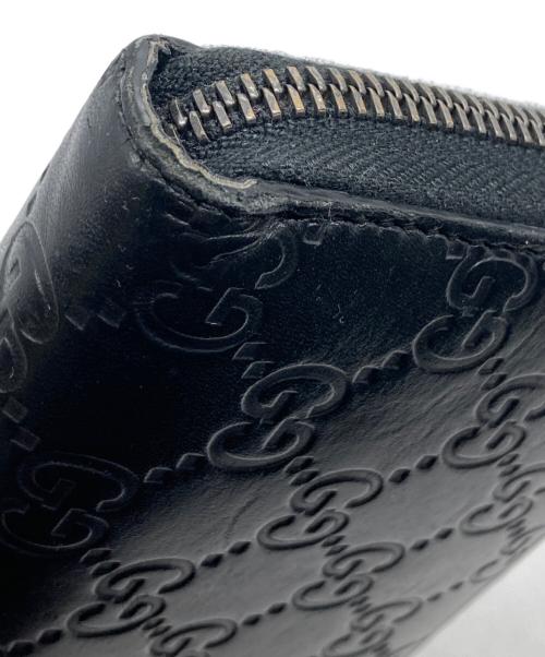GUCCI（グッチ）GUCCI (グッチ) GG柄ラウンドファスナー長財布 ブラックの古着・服飾アイテム