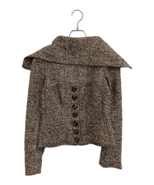 Salvatore Ferragamo（サルヴァトーレ フェラガモ）Salvatore Ferragamo (サルヴァトーレ フェラガモ) バックジップツイードジャケット ブラウン サイズ:38の古着・服飾アイテム